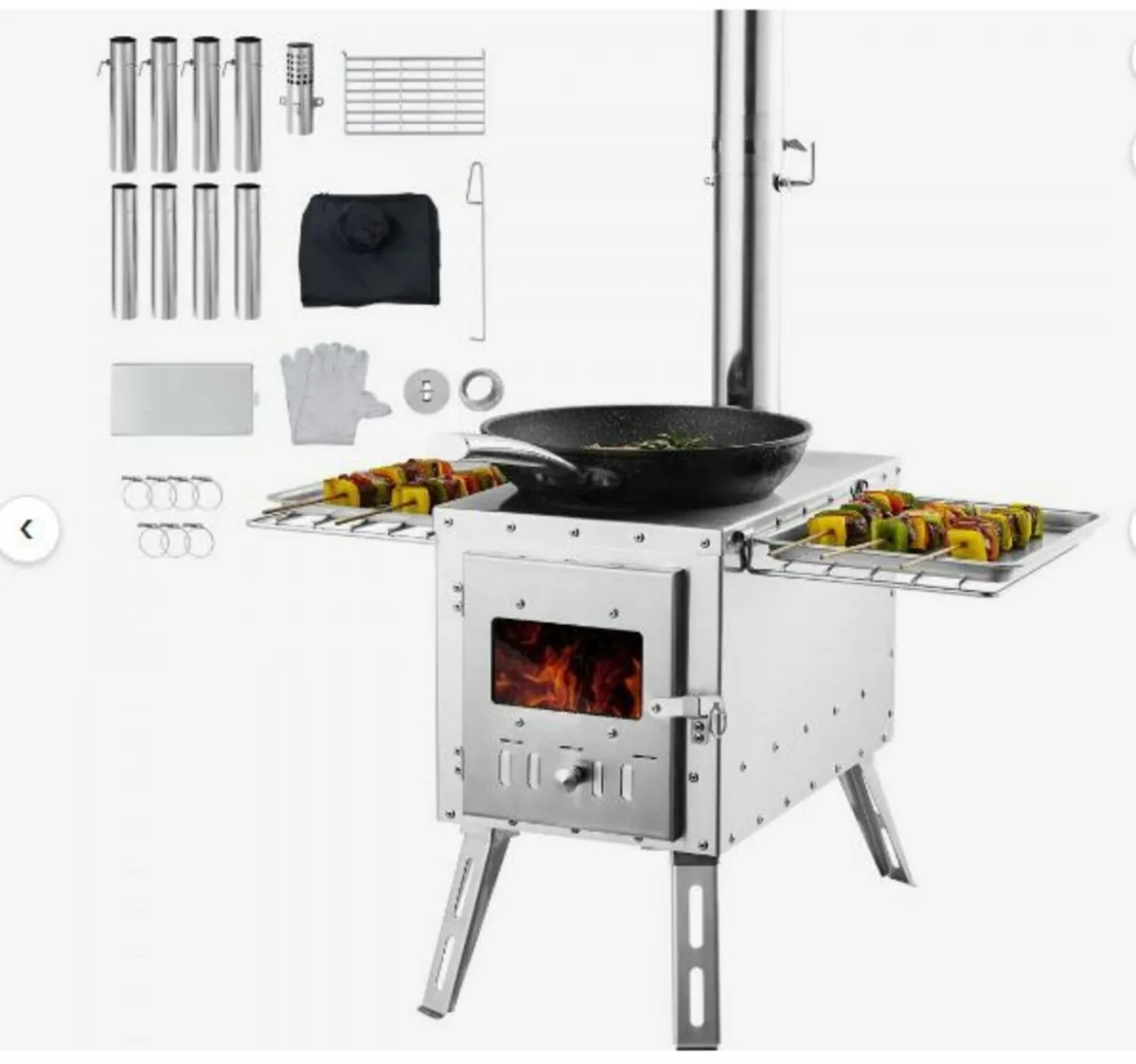 Wood Stove, 86 inch, Stainless Steel - Image 1