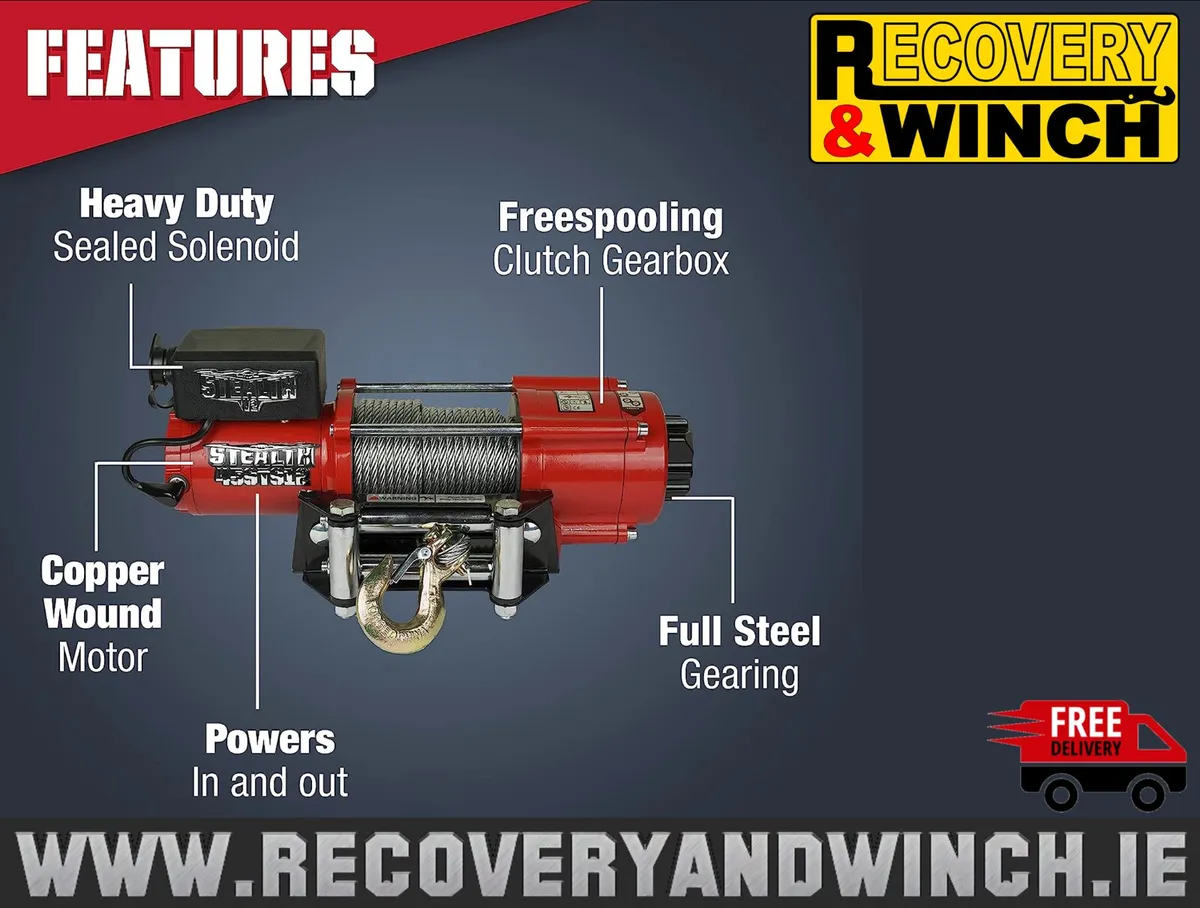 STEALTH 4500LB 12V ELECTRIC WINCH Inc WIRELESS - Image 2
