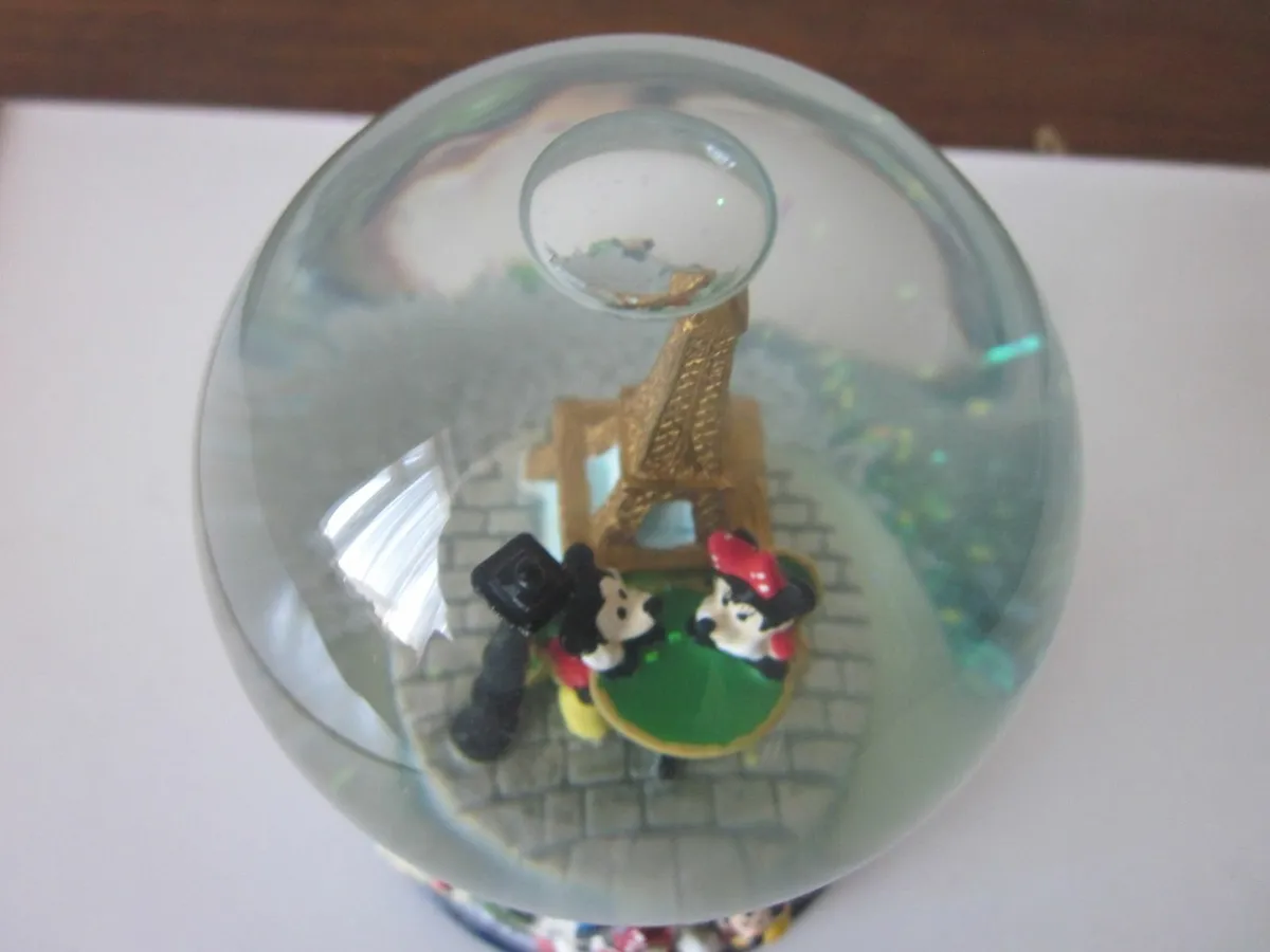 Mickey& Minnie Eiffel Tower Snow Globe - Image 1