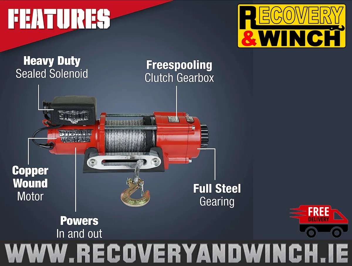 STEALTH 4500LB ELECTRIC WINCH-SYNTHETIC+WIRELESS - Image 2