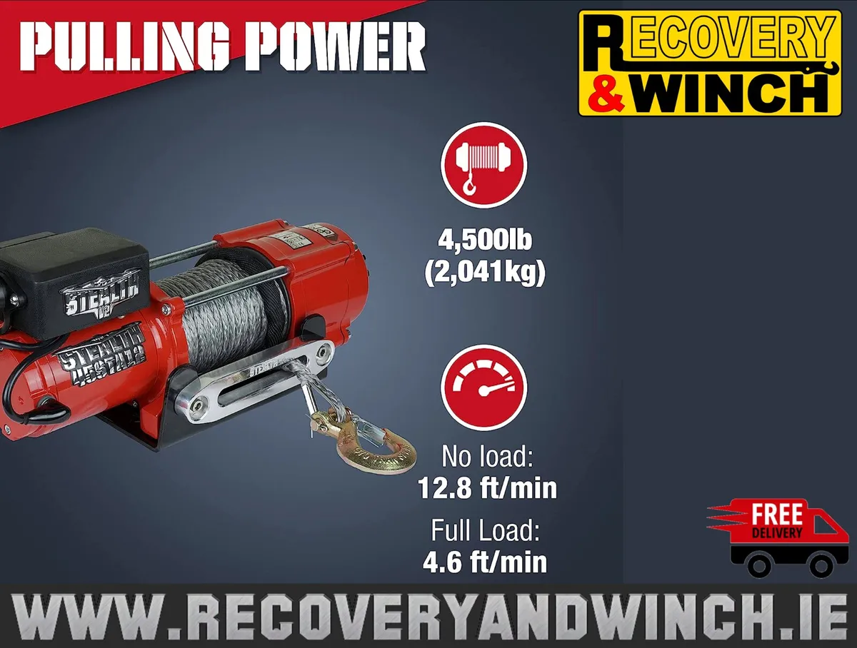 STEALTH 4500LB ELECTRIC WINCH-SYNTHETIC+WIRELESS - Image 3