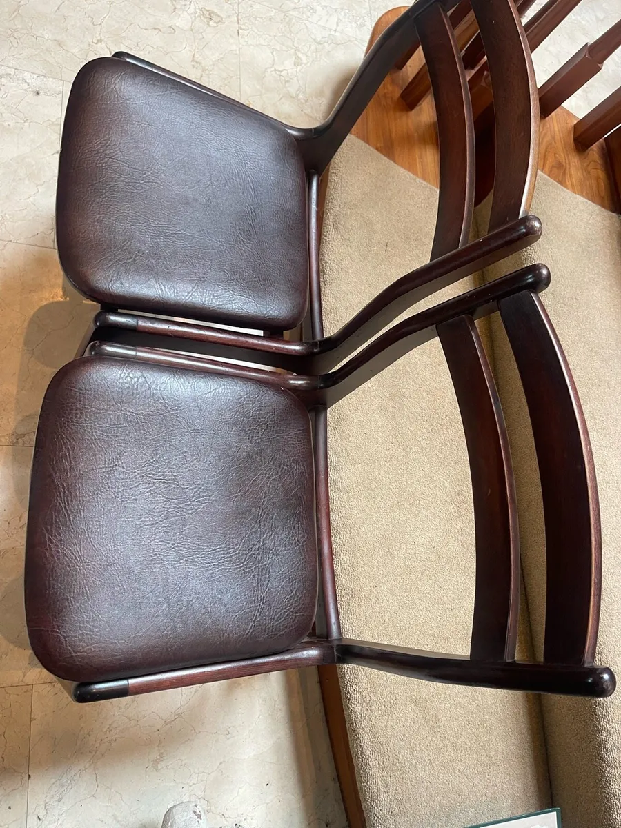2 x Matching Leather Kitchen Dining Chairs-Deliver - Image 2