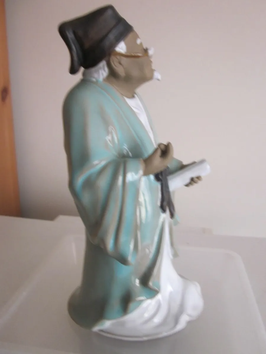 Chinese Glazed Mudman Pottery Figure 10'' sig - Image 2