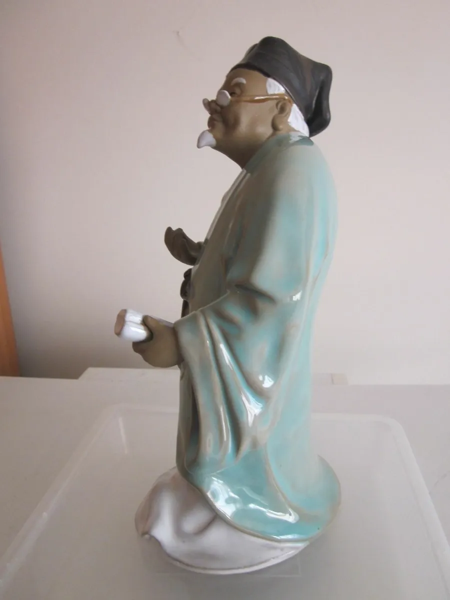 Chinese Glazed Mudman Pottery Figure 10'' sig - Image 3