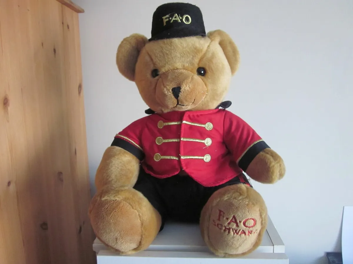 FAO Schwarz Plush Toy Soldier Teddy Bear 15" - Image 1