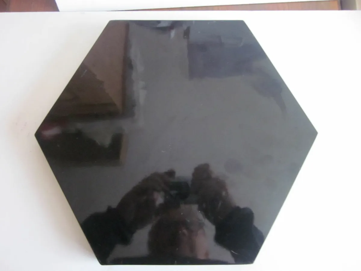 3 Hexagon Oriental Black LACQUER Trays - Image 2