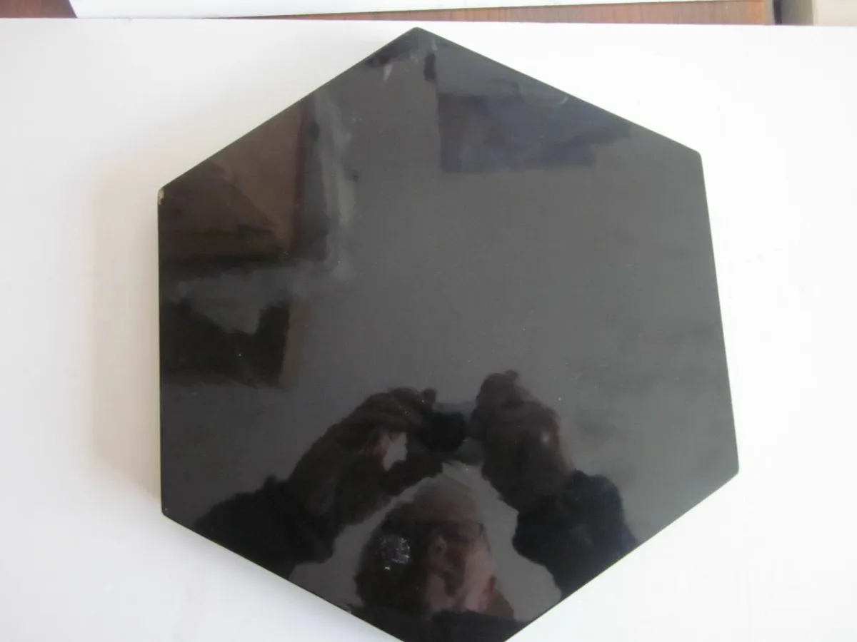 3 Hexagon Oriental Black LACQUER Trays - Image 4