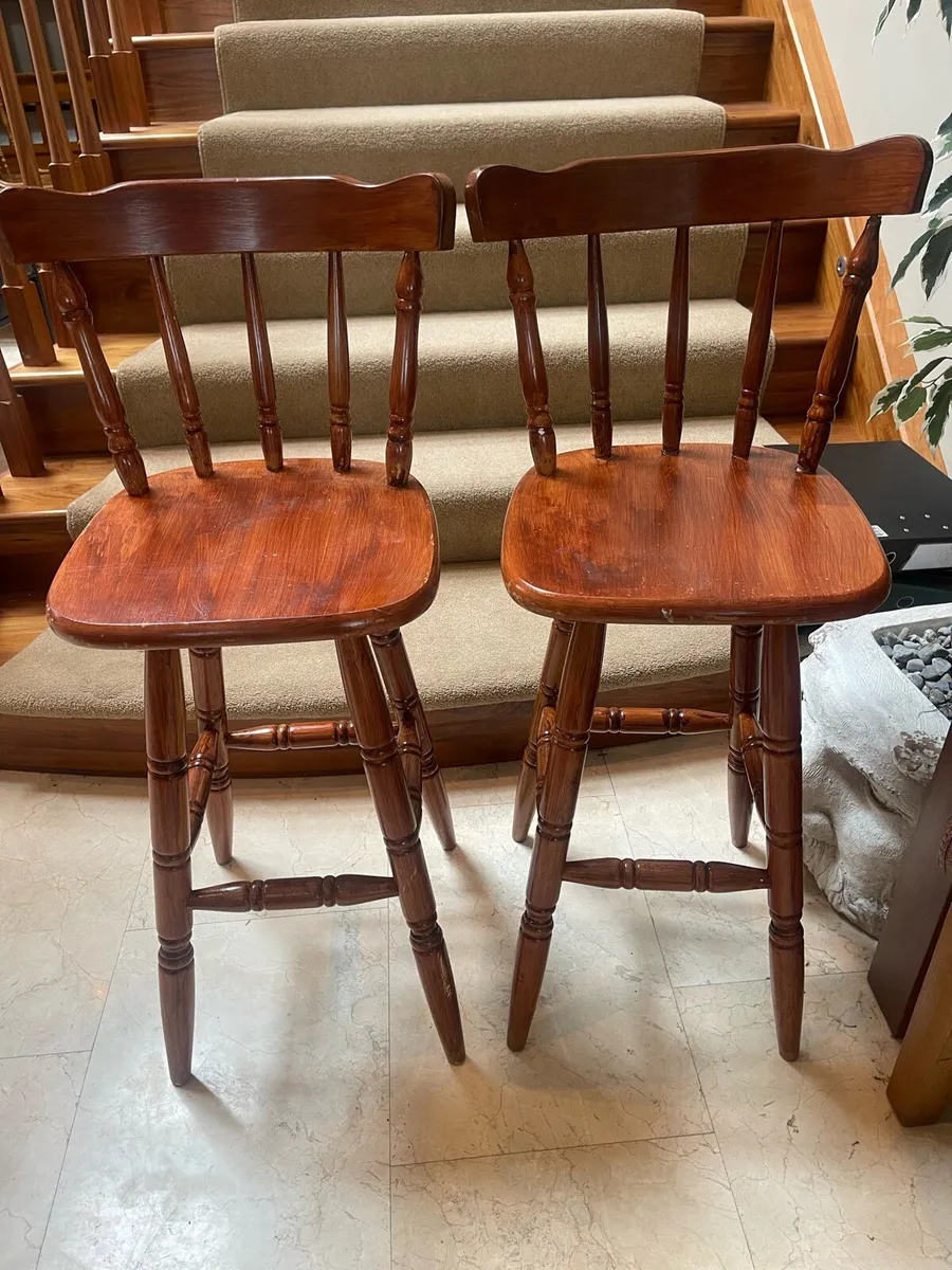 2 xWooden Kitchen Island Breakfast Bar High Stool