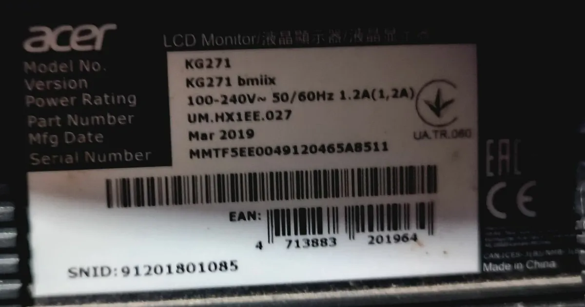 ACER KG271 27" Full HD 75hz LCD Monitor - Image 4