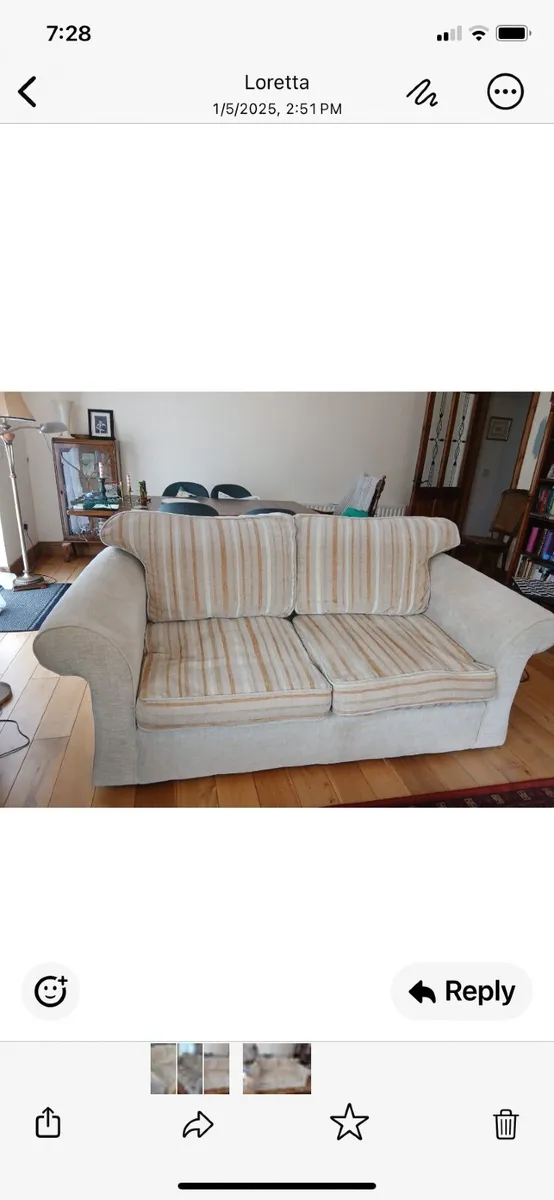 2seater beige fabric sofa VGC - Image 1