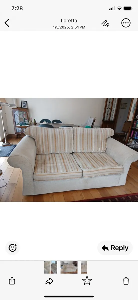 2seater beige fabric sofa VGC - Image 2