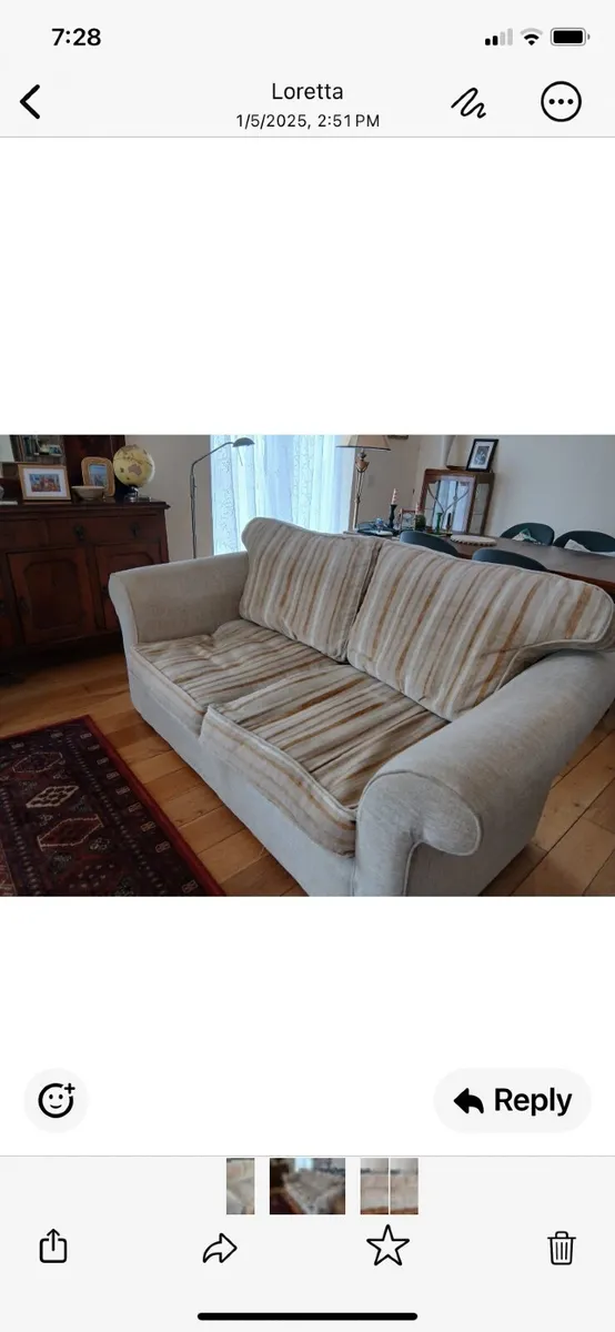 2seater beige fabric sofa VGC - Image 3
