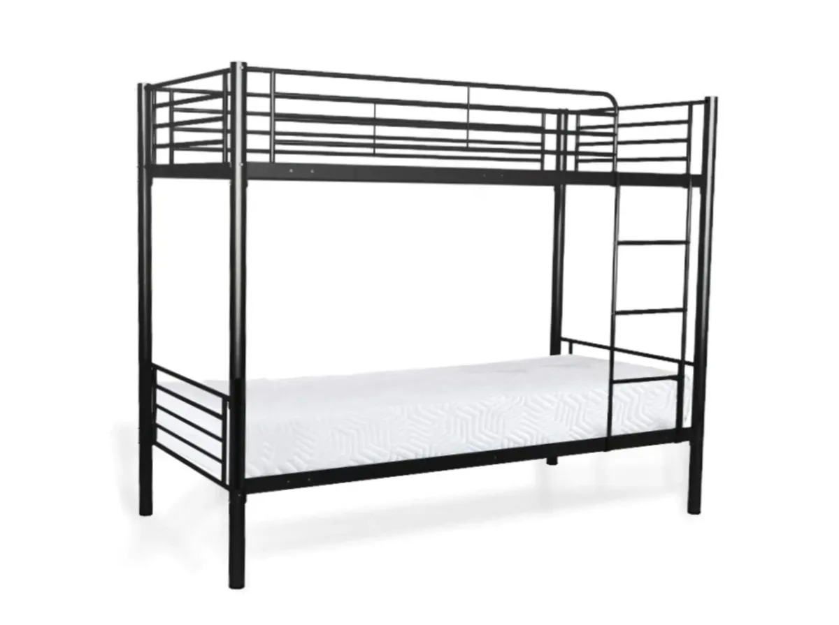 Black Metal Bunk Bed | Sturdy & Compact Design - Image 3