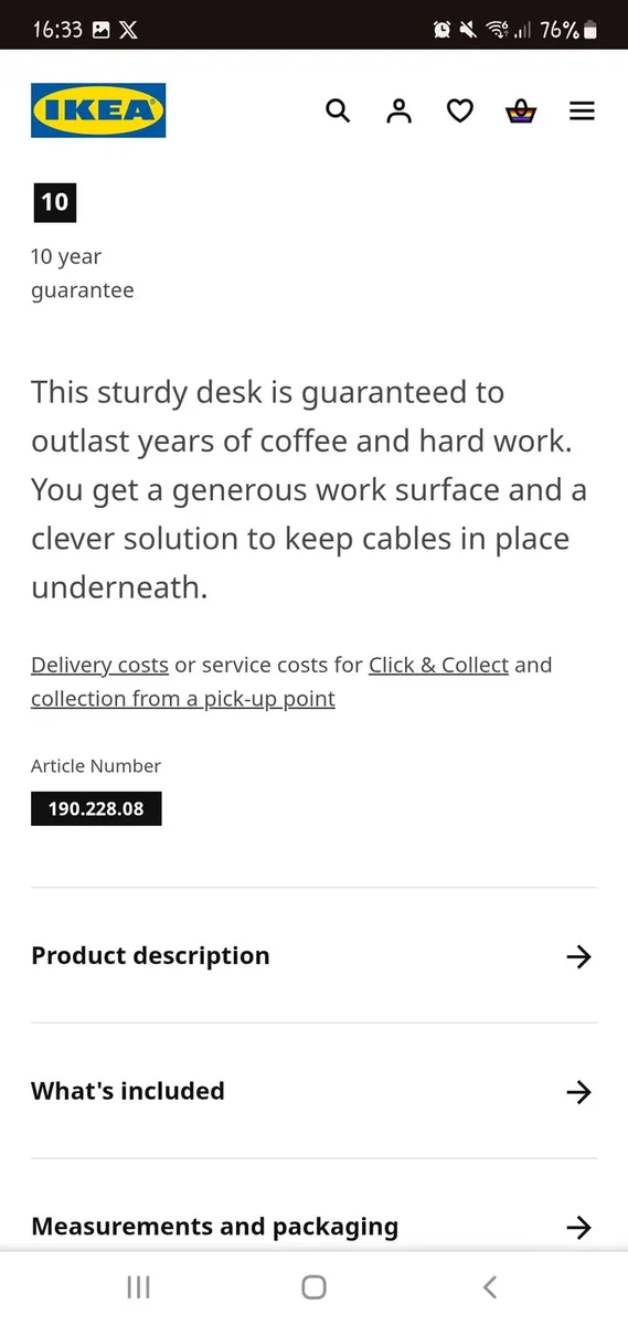 IKEA Desk - with sturdy underframe - Image 3