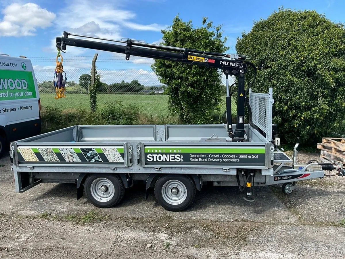 NUGENT 3500KGS TWIN AXLE DROPSIDE CRANE TRAILER - Image 3