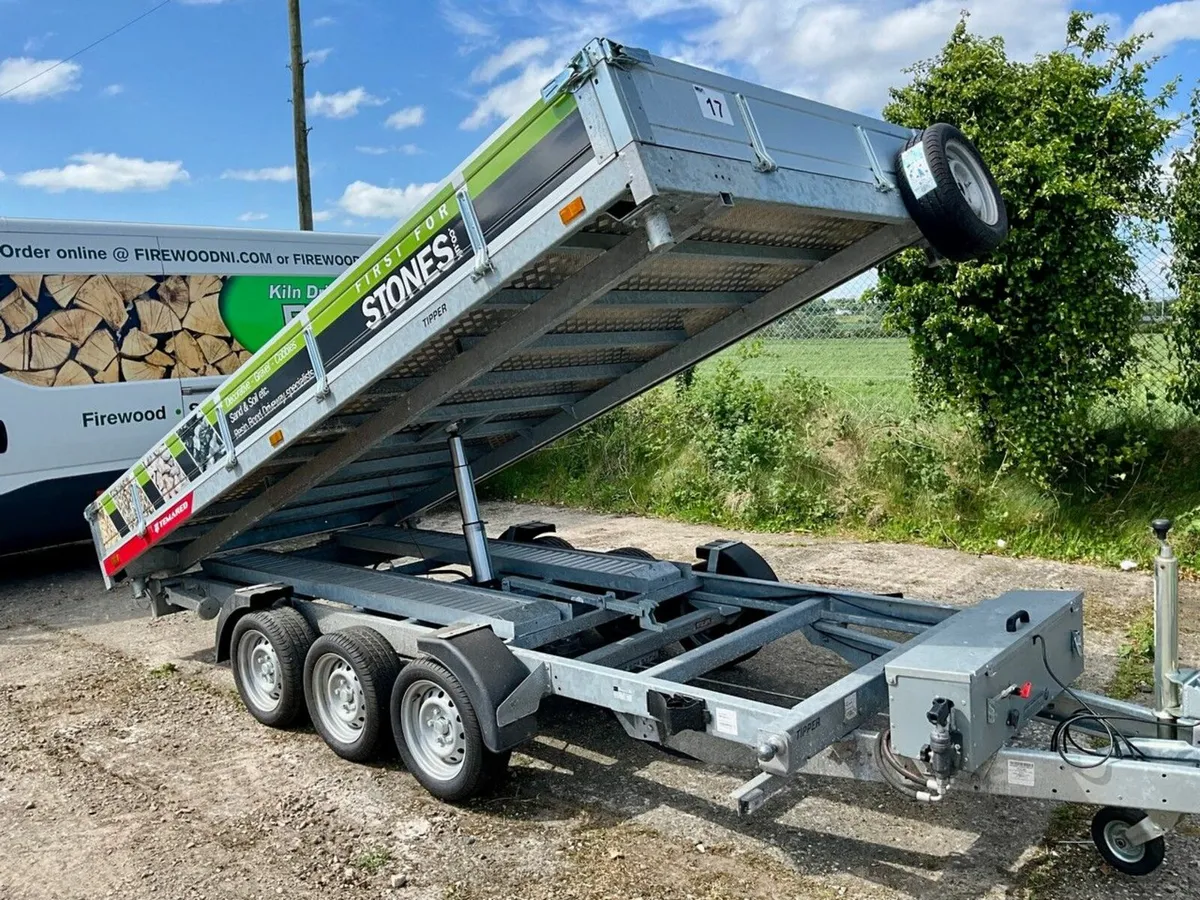 TEMERAD 3500KGS TRI AXLE 3 WAY TIPPING TRAILER - Image 1