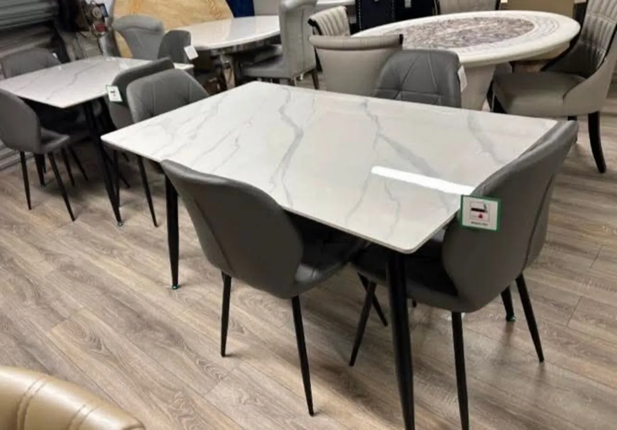 Heavy Marble Effect Stone Table With 4 Chairs - Image 4