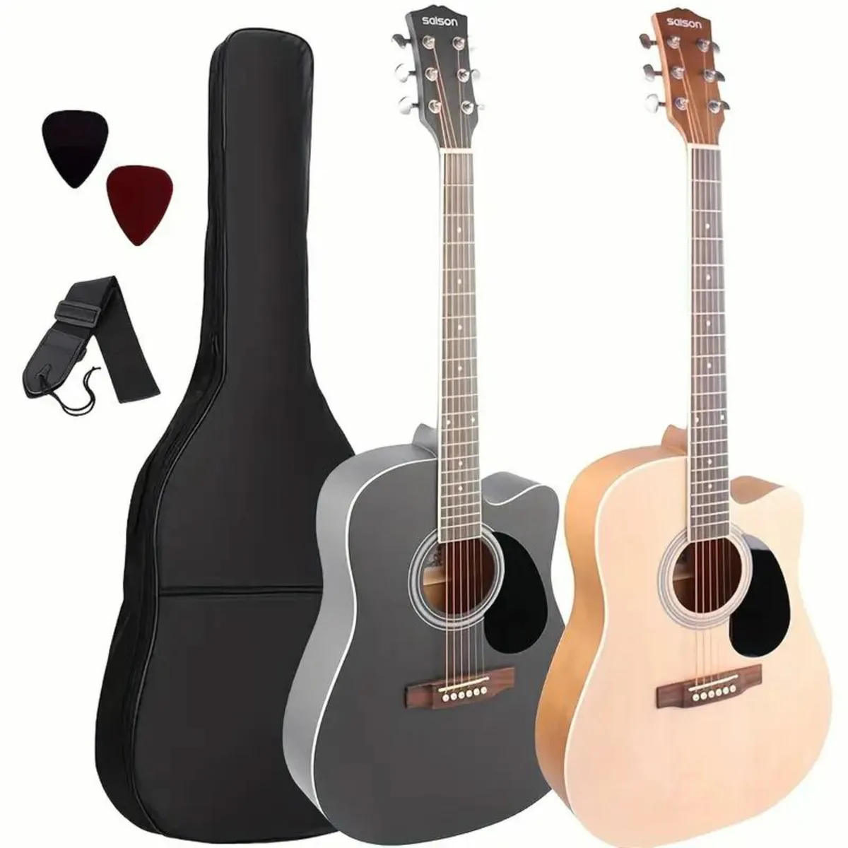 All Mahogany Black Folk Guitar With Matte Finish - Image 1