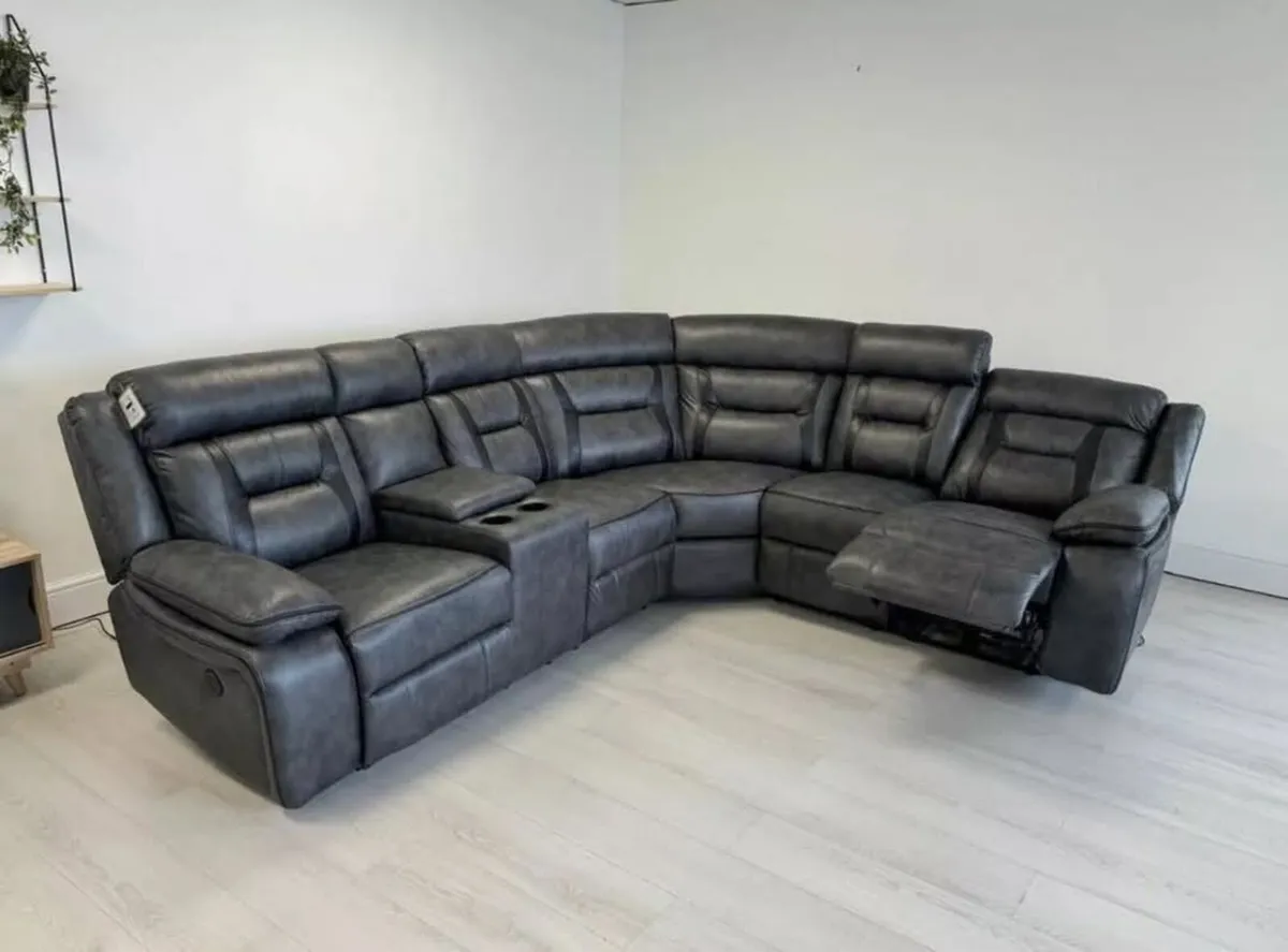 Nova Electric Grey Air Leather Recliner Sofa - Image 2