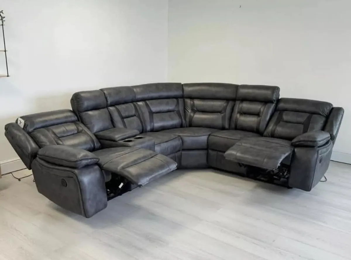 Nova Electric Grey Air Leather Recliner Sofa - Image 3