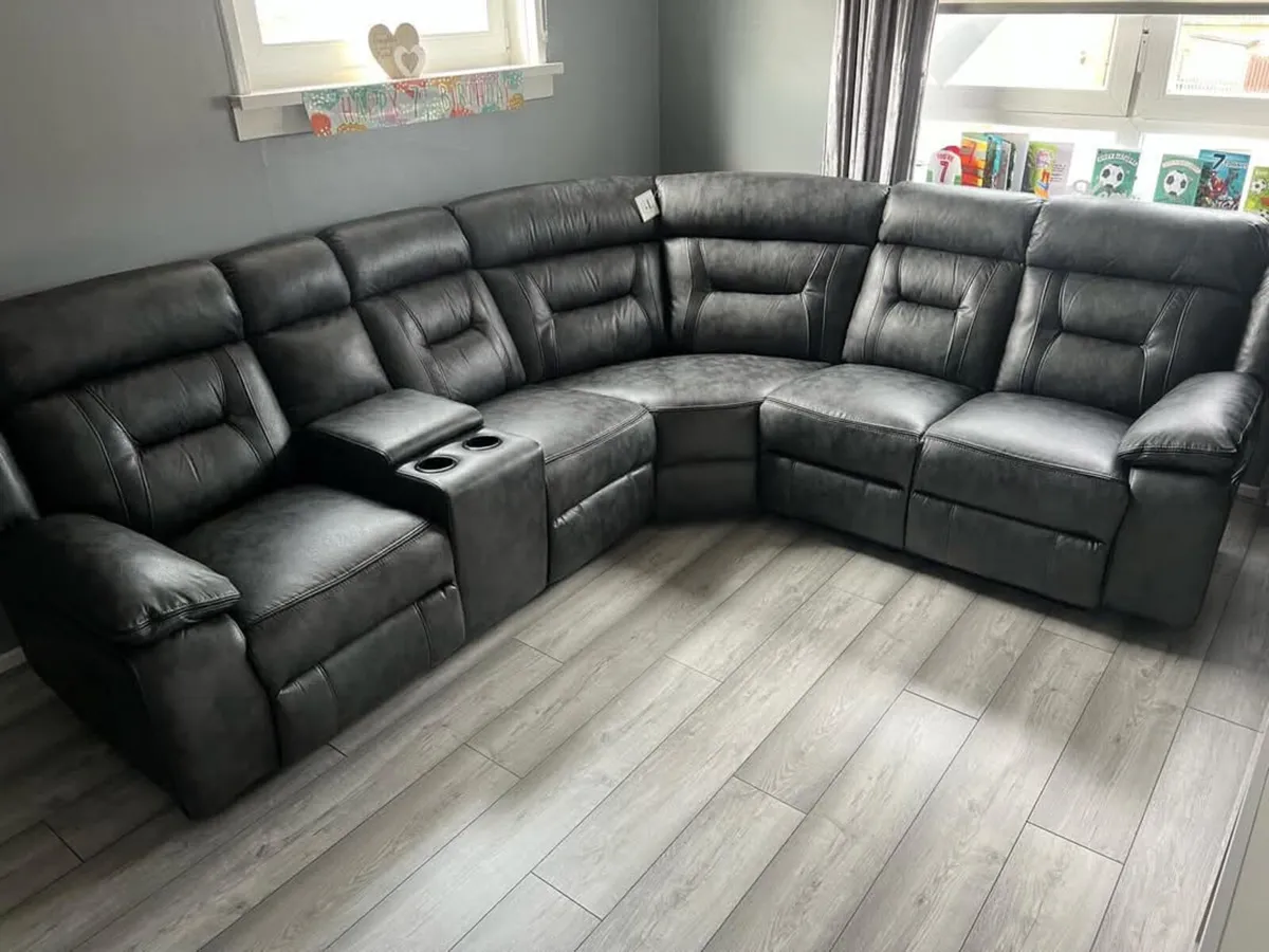 Nova Electric Grey Air Leather Recliner Sofa - Image 4
