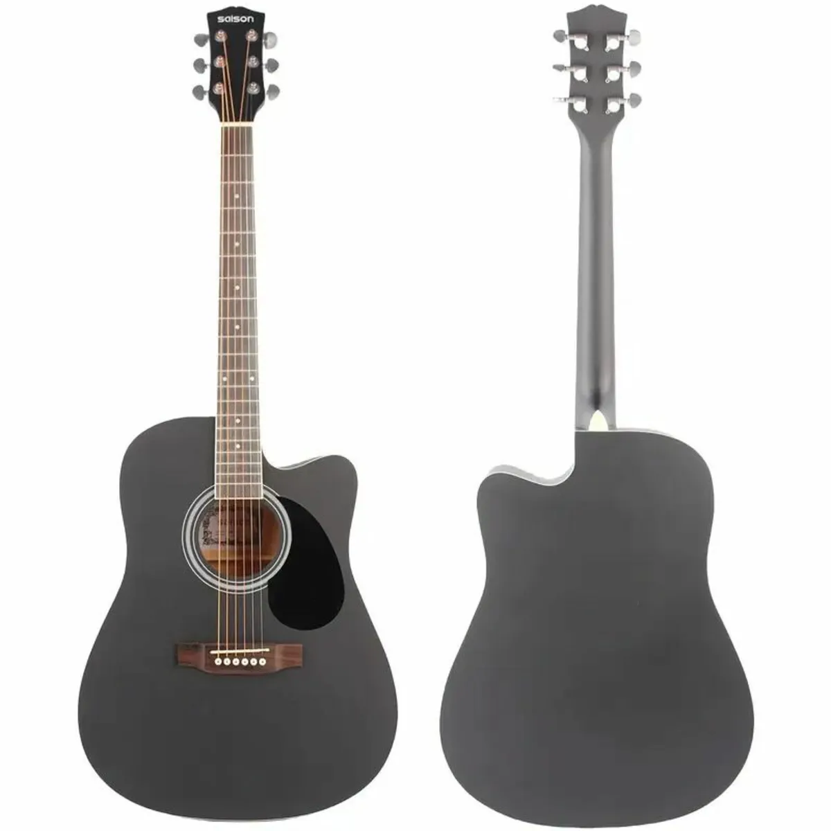 All Mahogany Black Folk Guitar With Matte Finish - Image 4