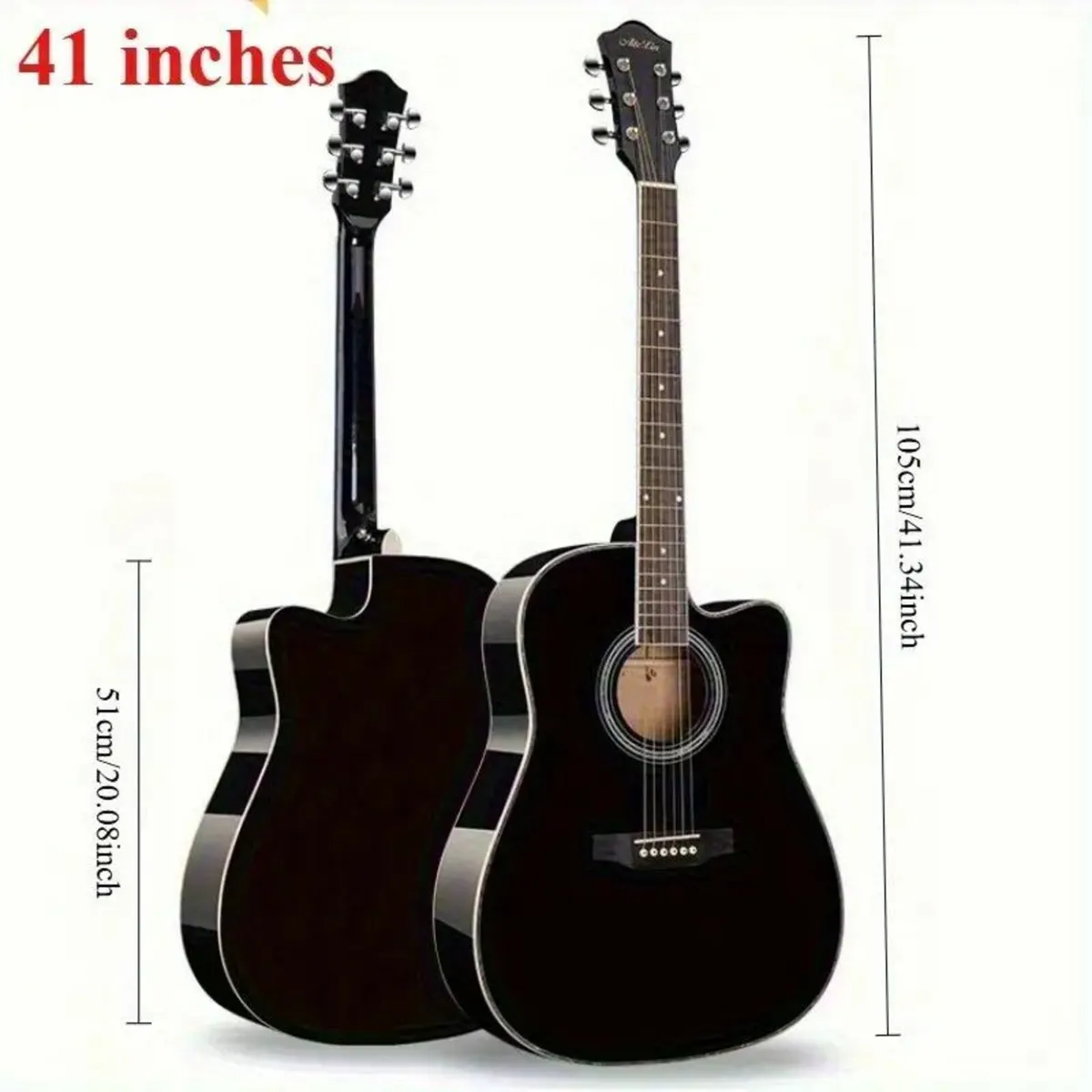 41/38" Black Beginner's  Acoustic Guitar - Image 1