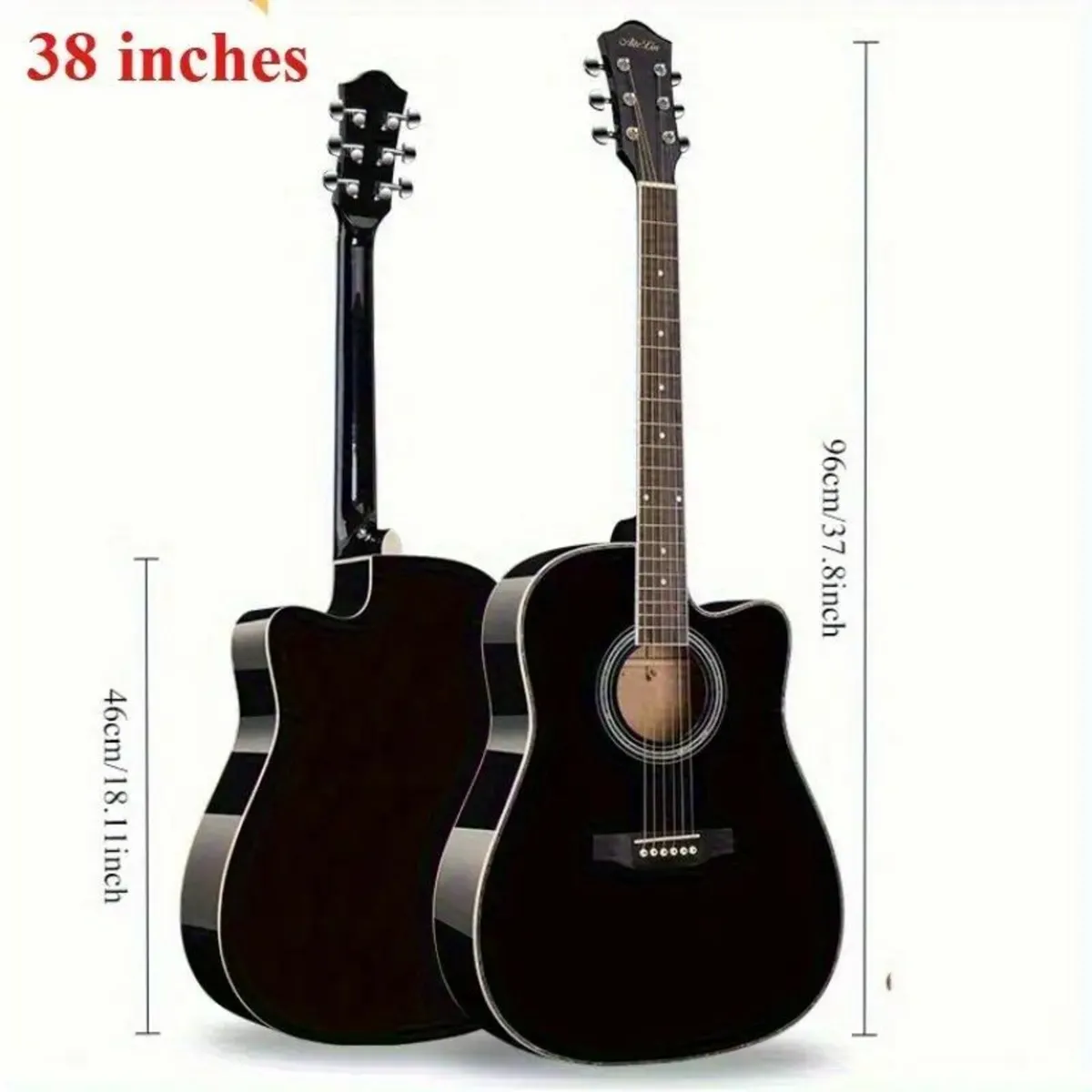 41/38" Black Beginner's  Acoustic Guitar - Image 2