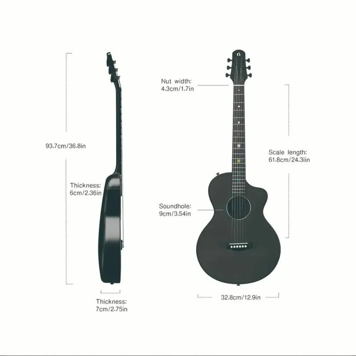 NATASHA Asteroid Carbon Fiber 96.52cm Folk Guitar - Image 3