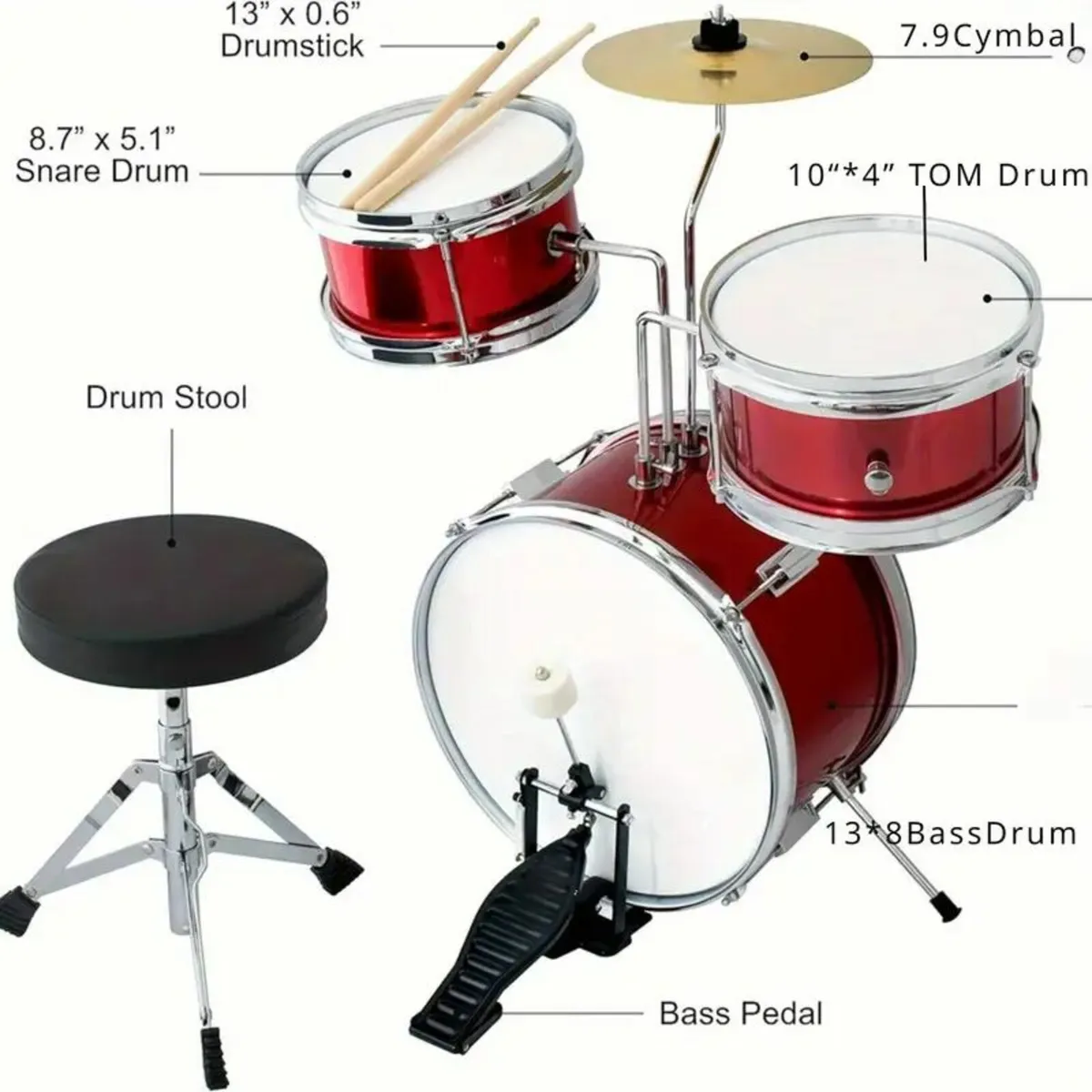 33.02 Cm 5pcs/set Drum Set - Image 2