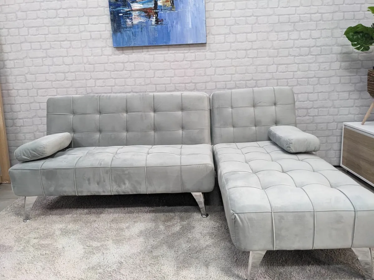 Light grey  velvet Sofa Bed 198cm - Image 2