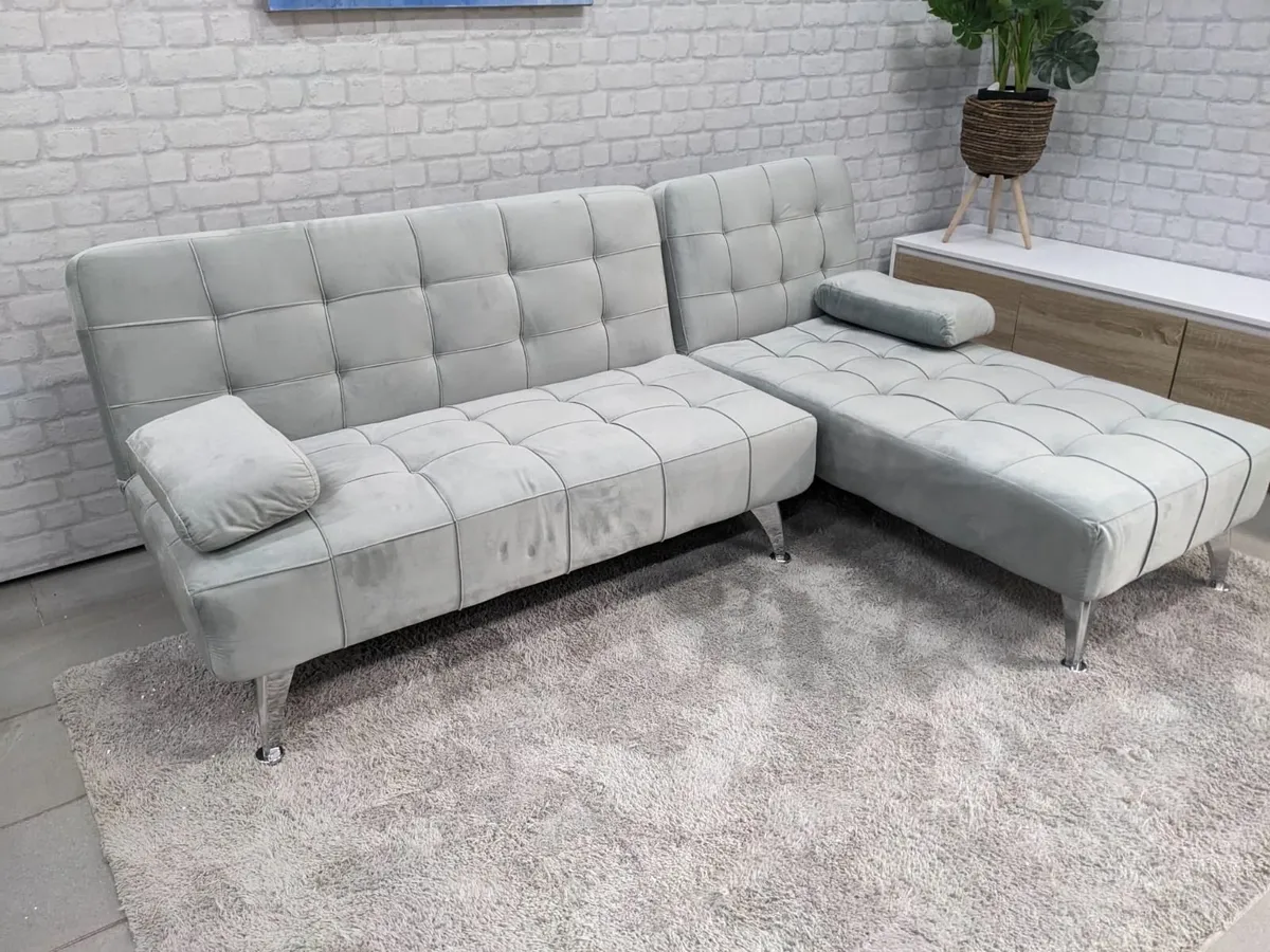 Light grey  velvet Sofa Bed 198cm - Image 3