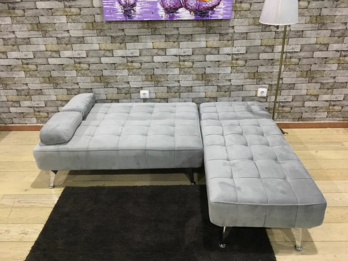 Light grey  velvet Sofa Bed 198cm - Image 4