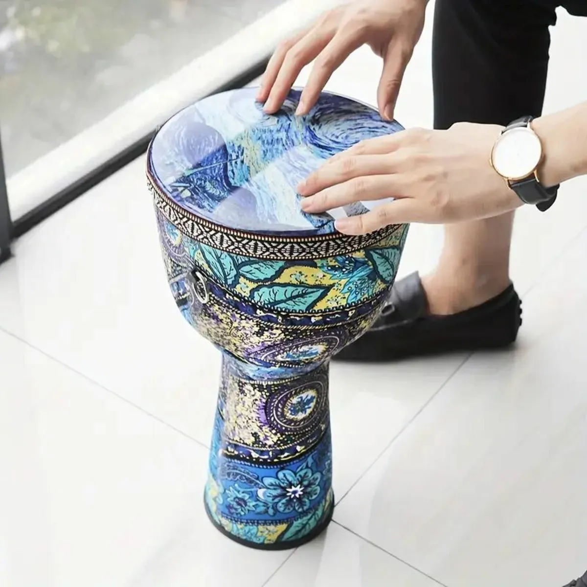 ABS Drum with Vibrant Floral and Leaf Patterns - Image 1