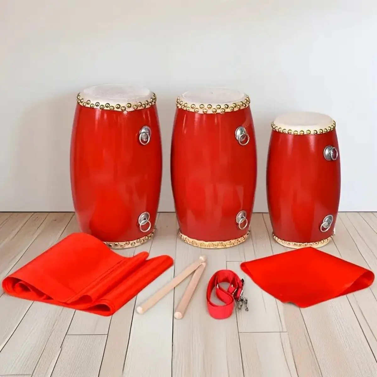1 Set of Traditional Waist Drums - Image 1