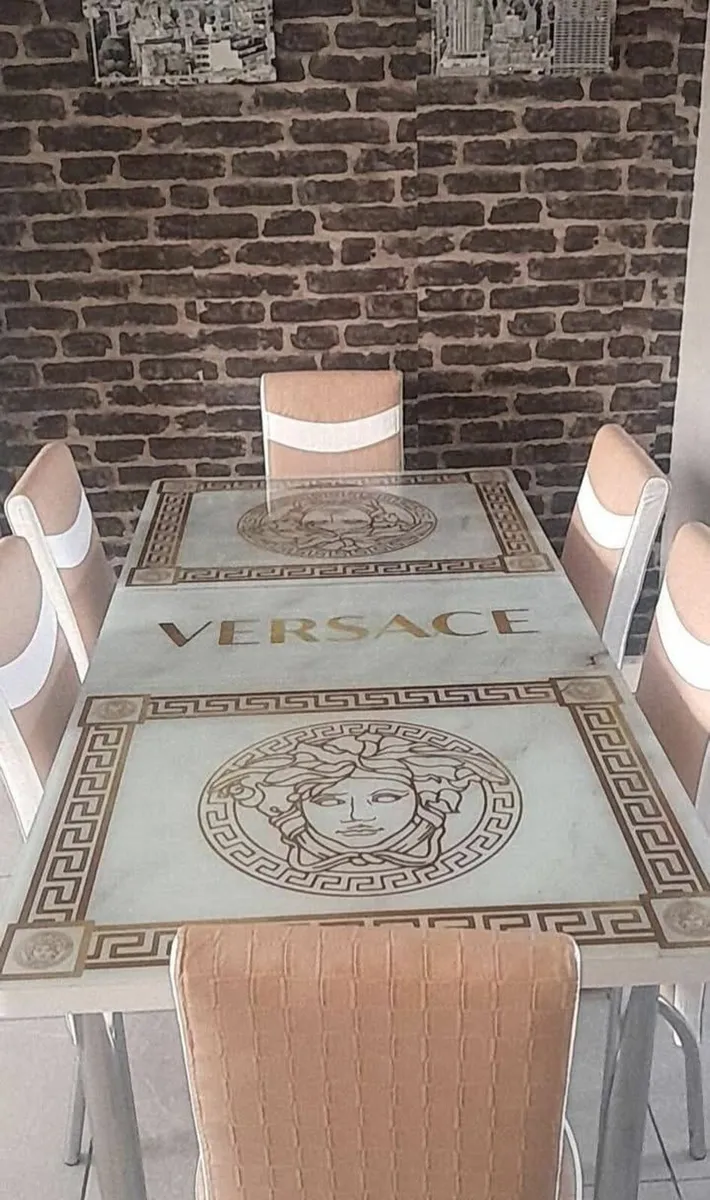 Versace Table And 6 Chairs And 2 Beige Arm Chairs - Image 2