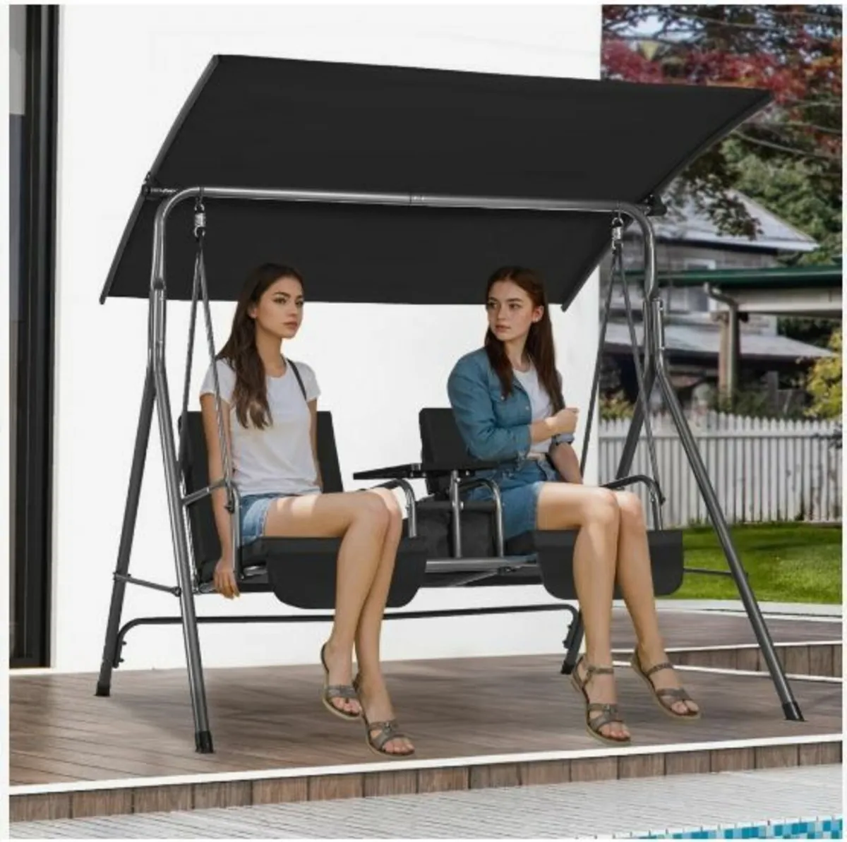 2-Seat Patio Swing Chair Outdoor Patio Swing - Image 4
