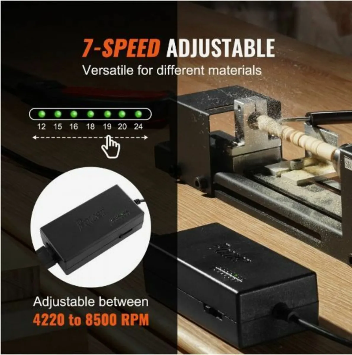 Mini Lathe Machine, 2.76 in x 6.3 in, 24VDC 96W - Image 2