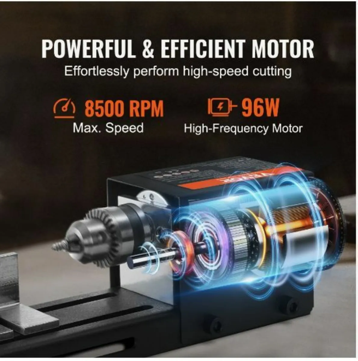 Mini Lathe Machine, 2.76 in x 6.3 in, 24VDC 96W - Image 3