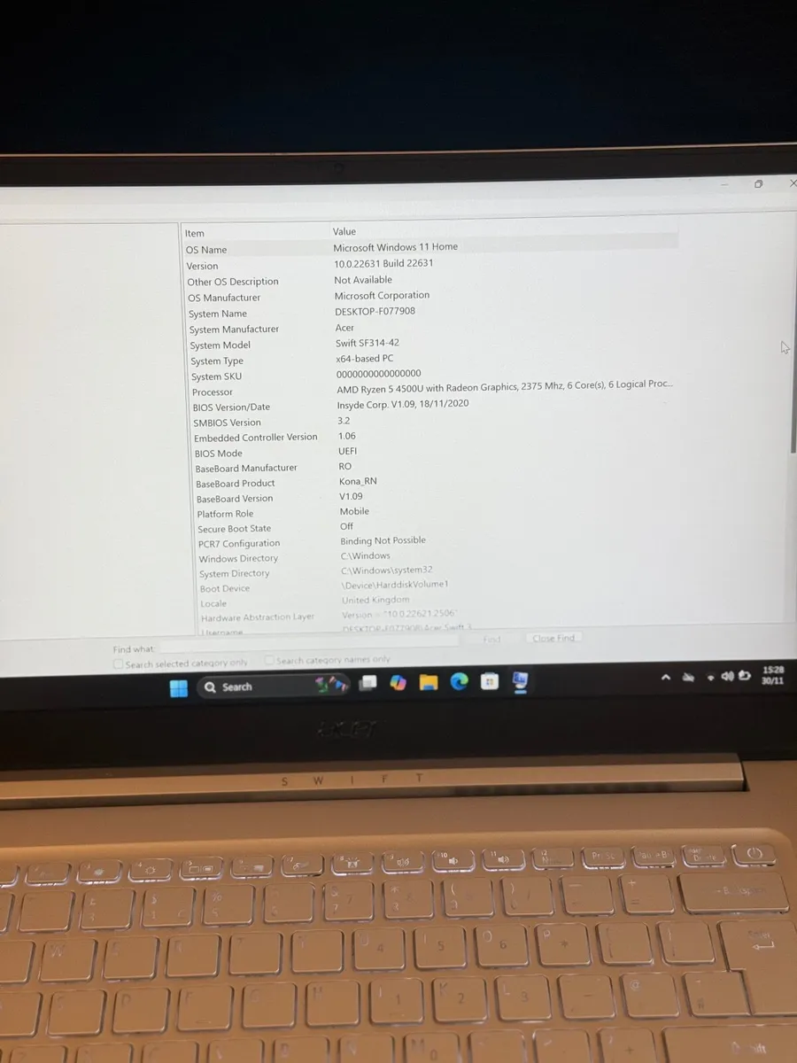 Acer Swift SF314-42 Laptop Ryzen5/8GB/256SSD/FHD - Image 2