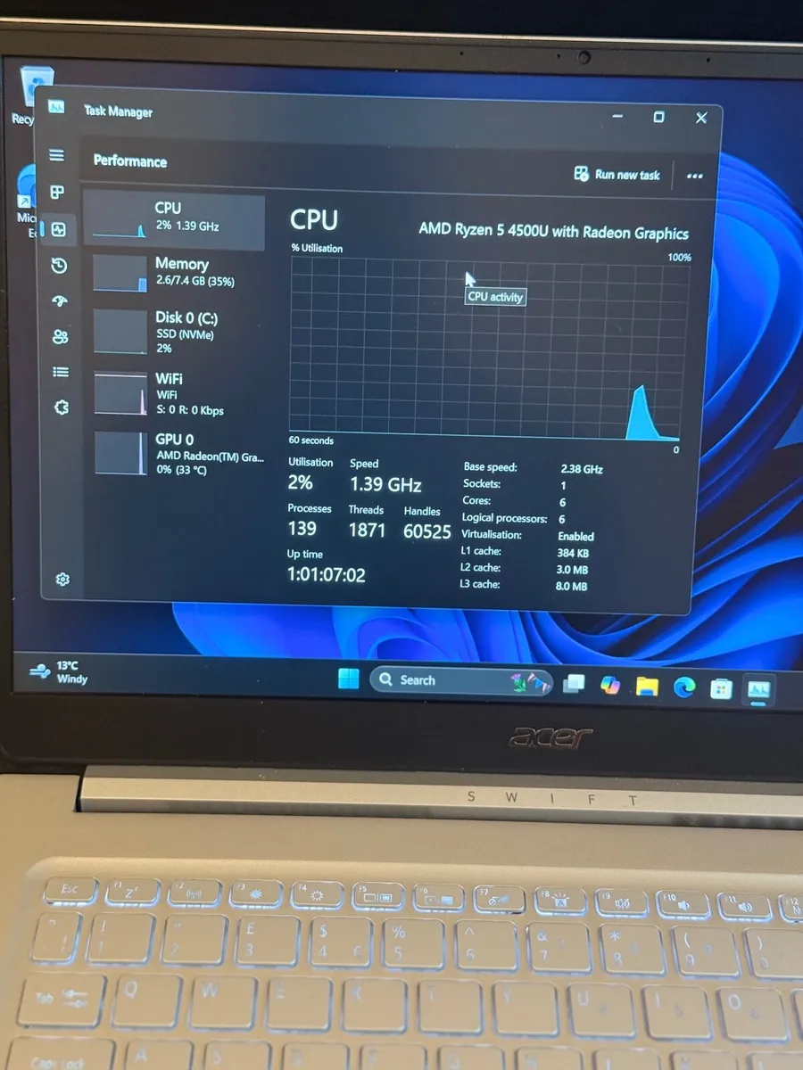 Acer Swift SF314-42 Laptop Ryzen5/8GB/256SSD/FHD - Image 4