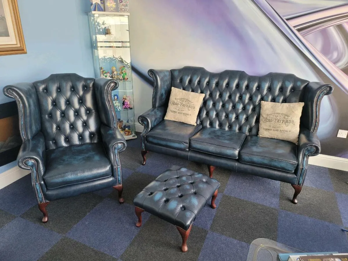 Chesterfield sofa and armchair - Image 1