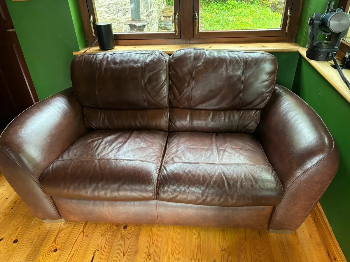 Brown leather sofa - Excellent condition - Image 4