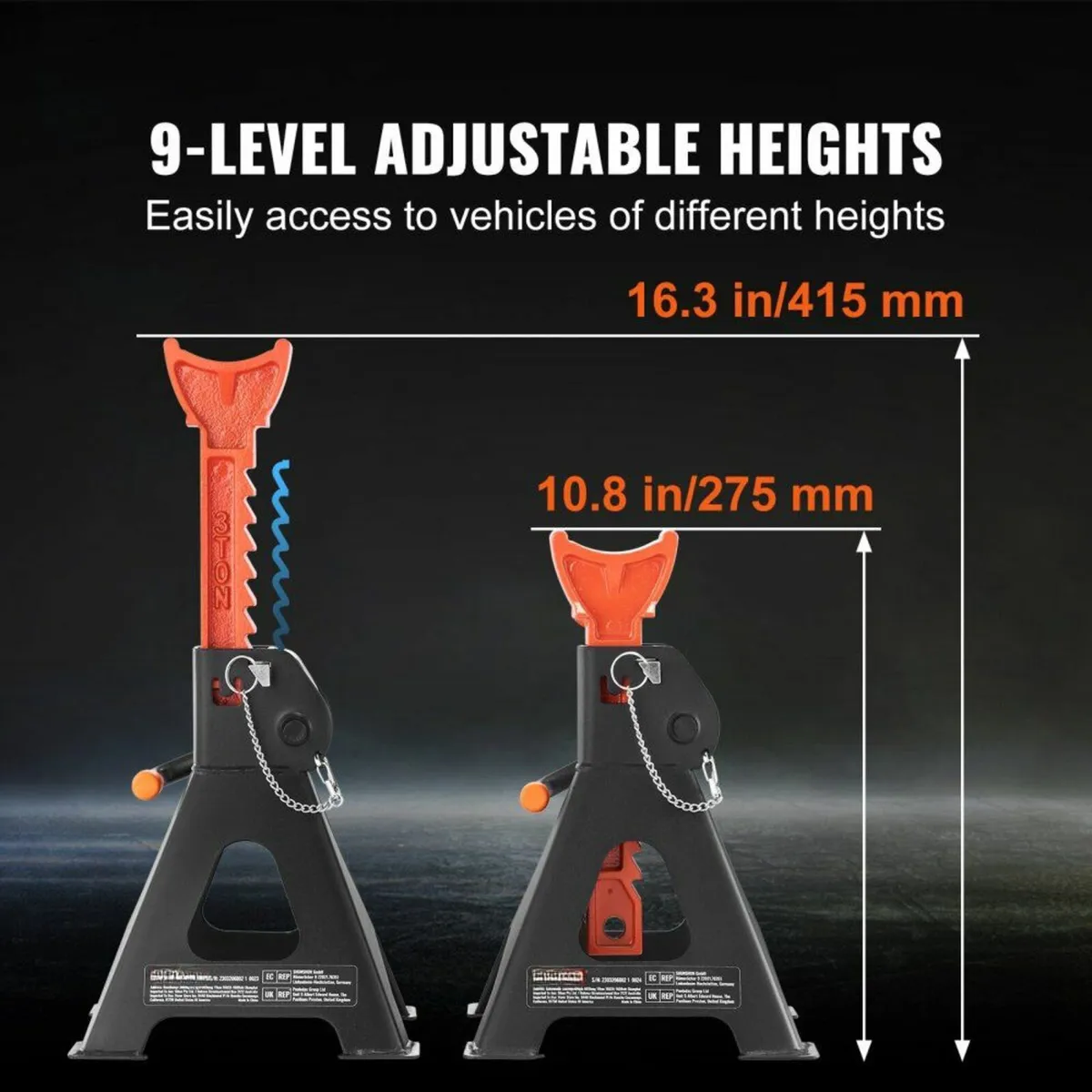 Jack Stands, 3 Ton (6,000 lbs) Capacity Car Jack - Image 3