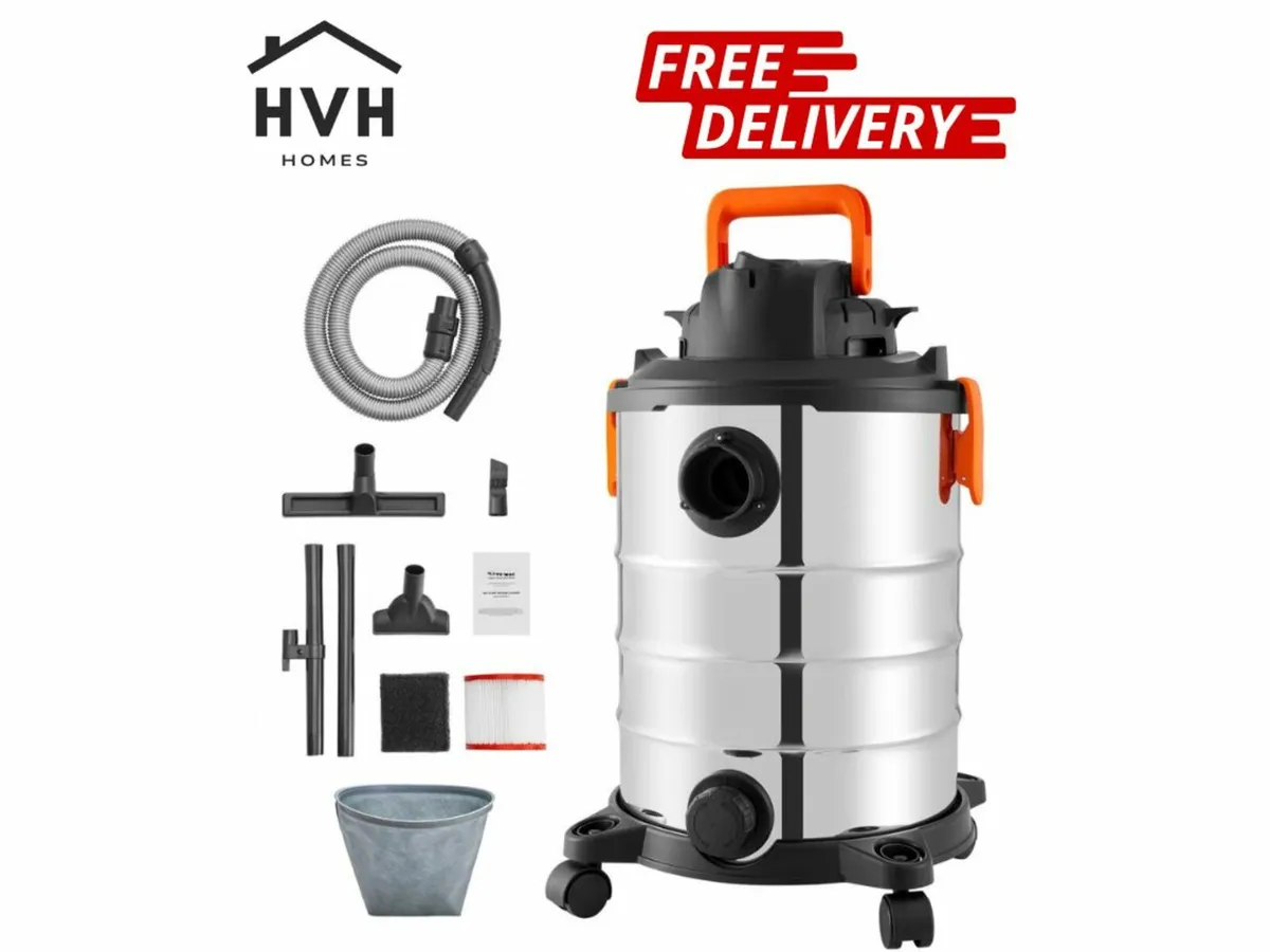 Wet/Dry Shop Vacuum Vac 30L 6 Peak HP w/ Nozzle - Image 1