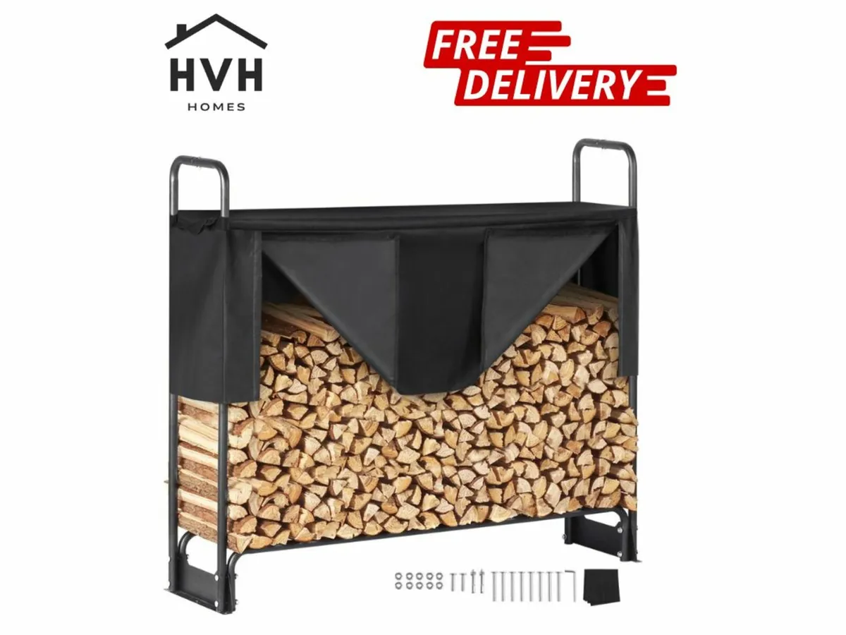 4.3FT Outdoor Firewood Rack with Cover, 52x14.2x46 - Image 1