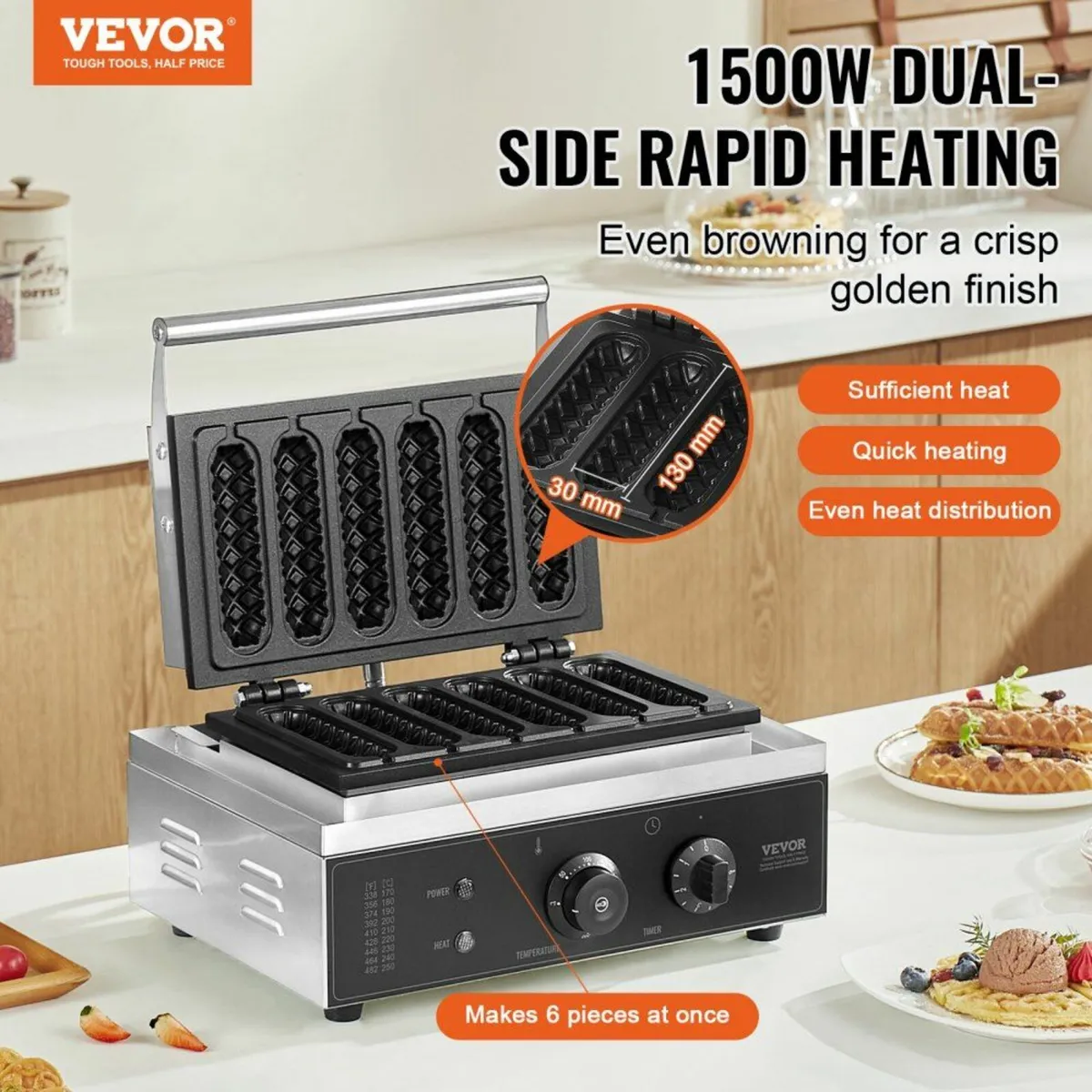 Commercial Waffle Stick Maker Waffle Baker Hot Dog - Image 2