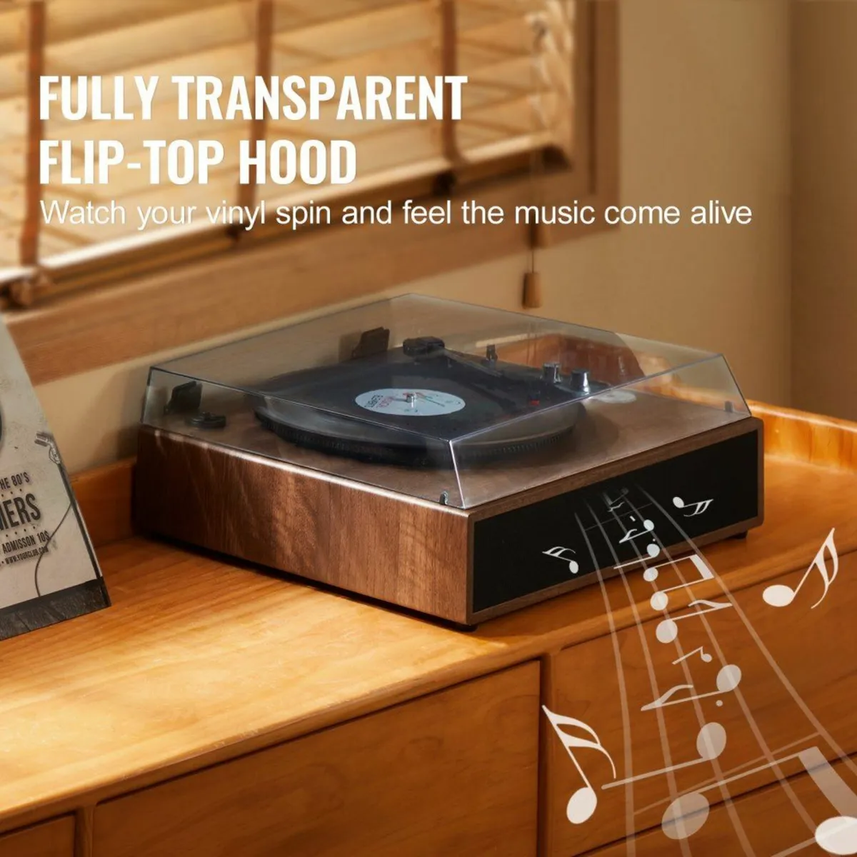 Bluetooth Vinyl Record Player 3-Speed Belt Driven - Image 3