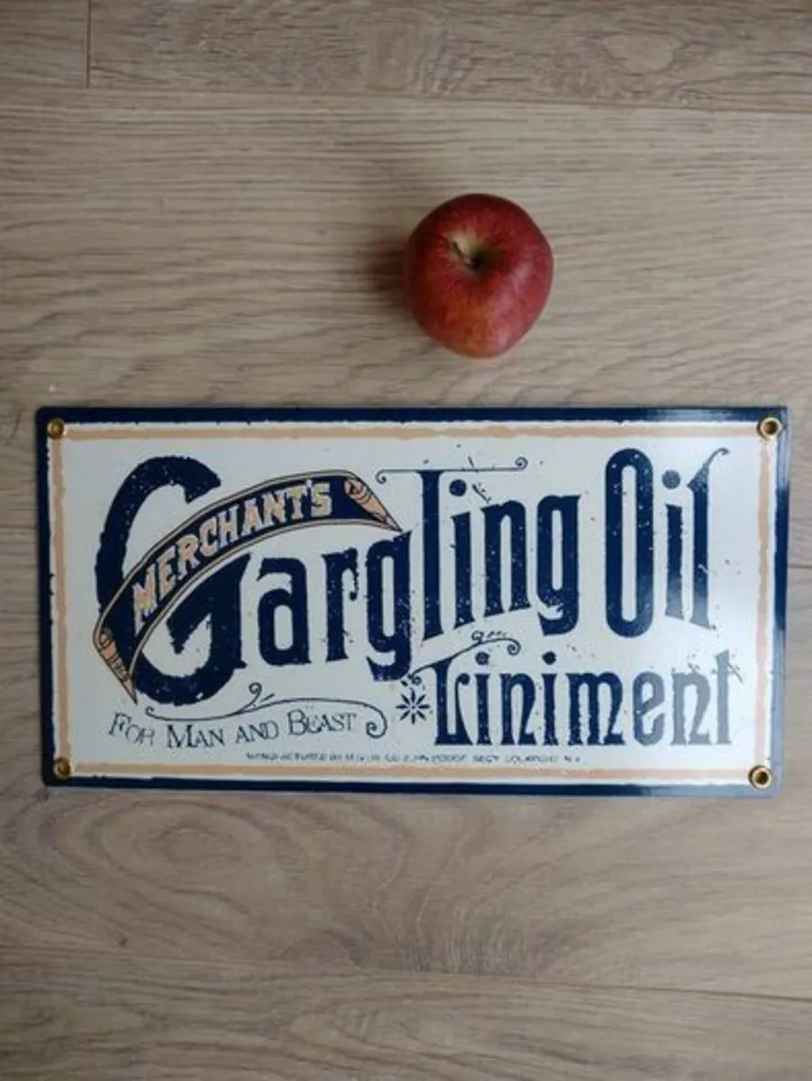 Merchants Gargling Oil Ointment - Metal Sign - Image 1