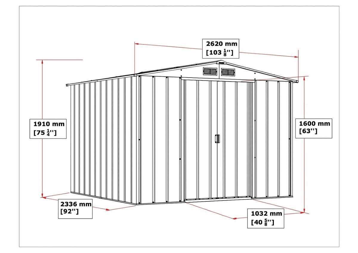 8x8 Steel Garden Sheds.  3 Day Delivery Included. - Image 2